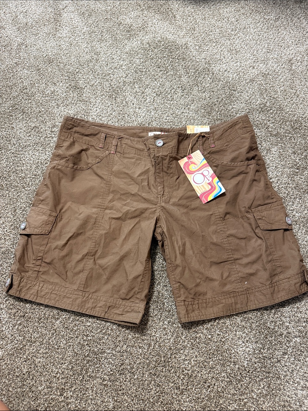 OP Brown Drawstring Casual Shorts with Multicolor Branded Tag